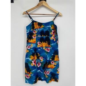 Pacific‎ Legend Dress Women S Blue Tropical Sunset Floral Resortwear Vacation